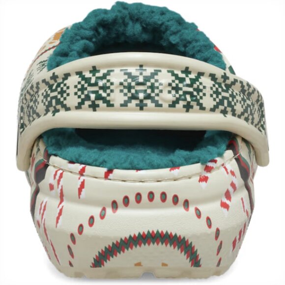 NEW Crocs Kids' Sizes C11-J6 Classic Lined Fair Isle Clog - Bone/Multi - Picture 5 of 6